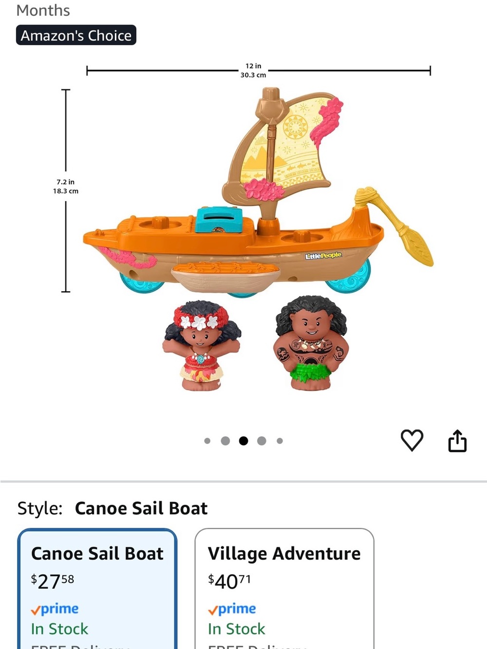 Fisher-Price Orange and Blue Canoe Sail Boat with Island Characters